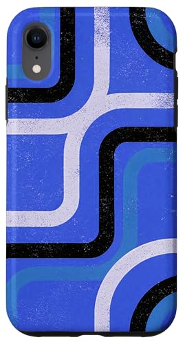 Geometrisches abstraktes Muster Retro Line Art Spritzer Blau Hülle für iPhone XR Geometrisches abstraktes Muster Retro Line Art Spritzer Blau Hülle für iPhone XR von BY CRADOX CREATIVE