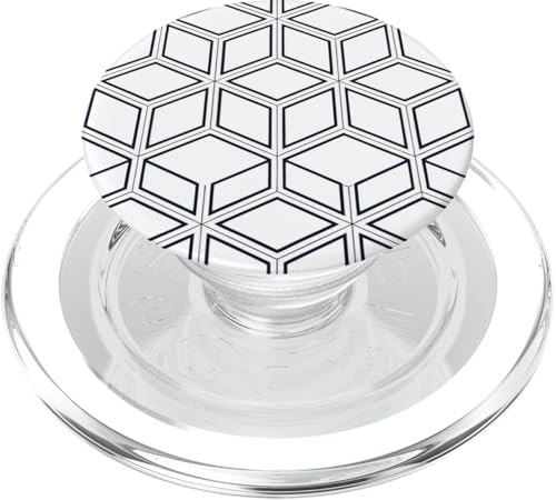 Geometrisches schwarz-weißes isometrisches optisches Täuschungsmuster PopSockets PopGrip für MagSafe Geometrisches schwarz-weißes isometrisches optisches Täuschungsmuster PopSockets PopGrip für MagSafe von BY CRADOX CREATIVE