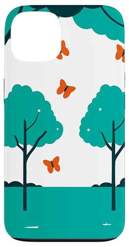 Schmetterlinge und Bäume abstraktes Design in Blaugrün und Weiß Hülle für iPhone 13 Schmetterlinge und Bäume abstraktes Design in Blaugrün und Weiß Hülle für iPhone 13 von BY CRADOX CREATIVE