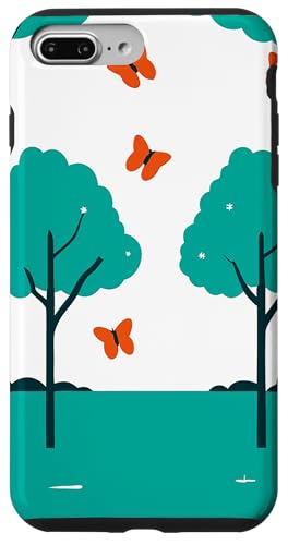 Schmetterlinge und Bäume abstraktes Design in Blaugrün und Weiß Hülle für iPhone 7 Plus/8 Plus Schmetterlinge und Bäume abstraktes Design in Blaugrün und Weiß Hülle für iPhone 7 Plus/8 Plus von BY CRADOX CREATIVE
