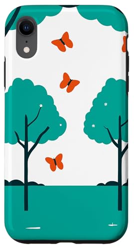 Schmetterlinge und Bäume abstraktes Design in Blaugrün und Weiß Hülle für iPhone XR Schmetterlinge und Bäume abstraktes Design in Blaugrün und Weiß Hülle für iPhone XR von BY CRADOX CREATIVE