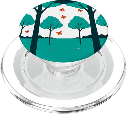 Schmetterlinge und Bäume abstraktes Design in Blaugrün und Weiß PopSockets PopGrip für MagSafe von BY CRADOX CREATIVE