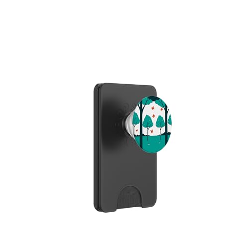 Schmetterlinge und Bäume abstraktes Design in Blaugrün und Weiß PopSockets PopWallet für MagSafe Schmetterlinge und Bäume abstraktes Design in Blaugrün und Weiß PopSockets PopWallet für MagSafe von BY CRADOX CREATIVE