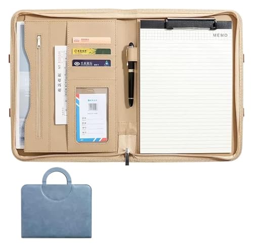 Konferenzmappe, Portfolios Binder Professionelle Kunstleder Reise-Organizer-Tasche mit Griff for Tablet-Dokumente(Blue) von BYALORTEX