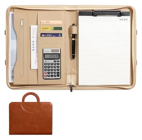 Konferenzmappe, Portfolios Binder Professionelle Kunstleder Reise-Organizer-Tasche mit Griff for Tablet-Dokumente(Brown) von BYALORTEX