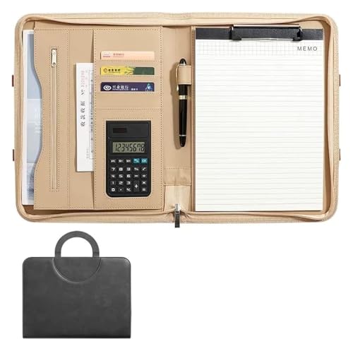Konferenzmappe, Portfolios Binder Professionelle Kunstleder Reise-Organizer-Tasche mit Griff for Tablet-Dokumente(Grey) von BYALORTEX