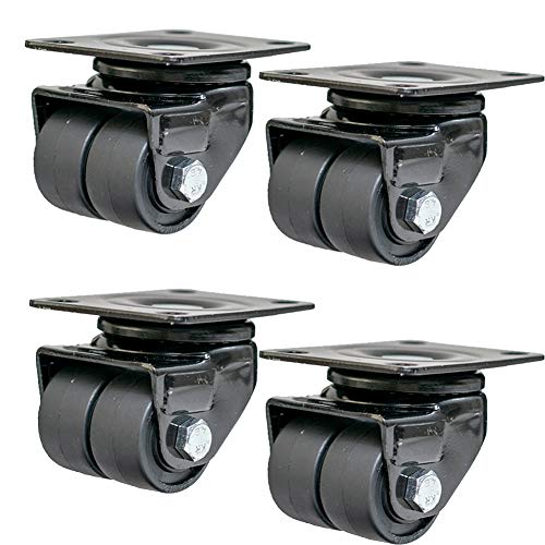 Lenkrolle Räder Trolley, 1,5 Zoll, 40 mm, strapazierfähig, 450 kg, Nylon, industrielle Kohlenstoffstahlplatte, drehbare Doppelräder, universell von BYALORTEX