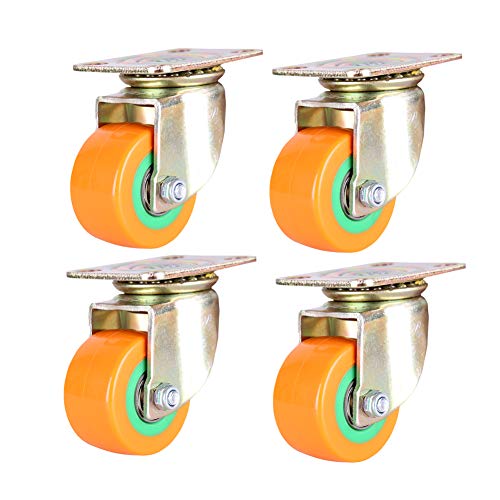 Lenkrolle Räder Trolley, 2 Zoll 50 mm Hochleistungsräder for Möbel 360 kg Plattenschwenkrad mit Bremse Universal Geräuschlos(2inch no brake) von BYALORTEX