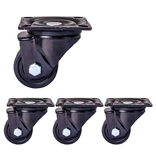 Lenkrolle Räder Trolley, 4 x leise Nylonräder, Universal-Drehgelenk, 2 Zoll 50 mm, Schwerlast 900 kg, Industrieplatte mit Stahlhalterung([],2inch 4swivel) von BYALORTEX