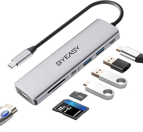 BYEASY USB C Hub, 7IN1 Docking Station, 4K HDMI, 100W PD, Typ-A/C 3.0 5Gbps, SD/TF Kartenleser, Ultra Slim Multiport Adapter für iPhone 15/16 Serie, MacBook/iPad Pro/Air, Surface, Samsung S24 usw. BYEASY USB C Hub, 7IN1 Docking Station, 4K HDMI, 100W PD, Typ-A/C 3.0 5Gbps, SD/TF Kartenleser, Ultra Slim Multiport Adapter für iPhone 15/16 Serie, MacBook/iPad Pro/Air, Surface, Samsung S24 usw. von BYEASY