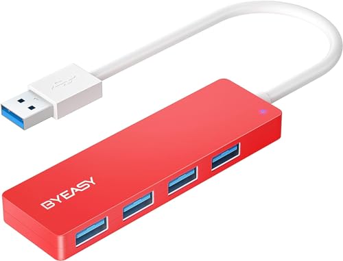 BYEASY USB Hub, 4 Port USB 3.0 Hub, Ultra Slim Portable Data Hub Applicable for iMac Pro, MacBook Air, Mac Mini/Pro, Surface Pro, Notebook PC, Laptop, USB Flash Drives, Tesla Model 3 and Mobile HDD von BYEASY