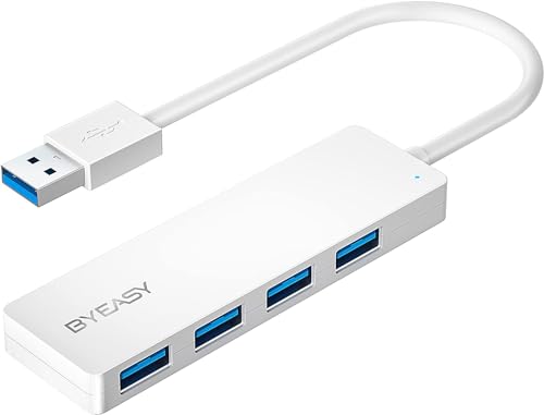 BYEASY USB Hub, 4 Port USB 3.0 Hub Typ A Ultra Slim Extra Leicht Portable Data Hub, Datenhub für iMac Pro, MacBook Air, Mac Mini/Pro, Surface Pro, Notebook PC, Laptop, USB Flash Drives, Mobile HDD von BYEASY