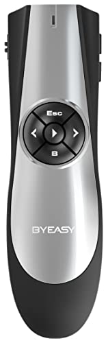 BYEASY Wireless USB 2.4 GHz Presenter präsentationsfernbedienung, PowerPoint-Präsentationsstift für die Fernbedienung, 30m Reichweite/PPT Red Pointer-Fernbedienung für Windows XP/Mac OS/Linux von BYEASY