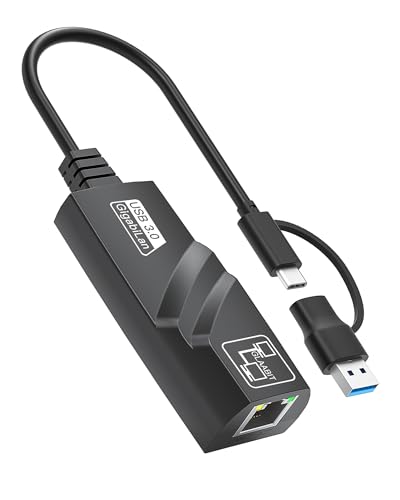 USB A/C Ethernet Adapter Gigabit Geschwindigkeit für MacBook, iPad Pro und mehr. RJ45 LAN Adapter Treiberfrei, 10/100/1000 Mbps RJ45 Netzwerkadapter für ultimative Konnektivität von BYEASY