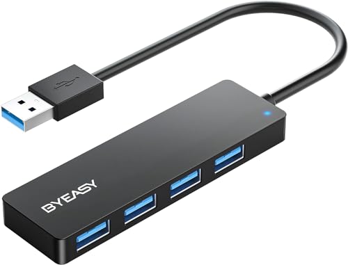 BYEASY USB Hub 3.0, Ultra Slim Multiport Hub 4 Ports USB 3.0 Adapter für iMac Pro, MacBook Air, Mac Mini/Pro, Surface Pro, PC, Laptop, USB Flash Drives, Mobile HDD usw. von BYEASY