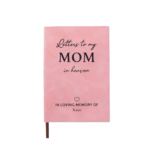 BYFDIY Personalisiertes Gedenk-Tagebuch, Leder, Buchstaben an geliebte Menschen im Himmel, 14,5 x 21,2 cm, mehrere Farben (Rosa) von BYFDIY