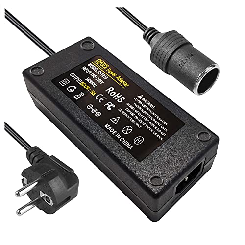 BYGD Adapter 12V 10A Auto netzadapter, netzteil 10a 120W spannungswandler 230v auf 12v kfz netzadapter 12v für Reifenfüller, Autokühlschrank, Autostaubsauger und andere Autogeräte von BYGD