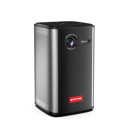 BYINTEK P70 Mini 3D Beamer mit Metallgehäuse, batteriebetriebener tragbarer HD-LED-WLAN-Projektor, unterstützt 1080P 4K, Android 9.0-Betriebssystem, kabelloser Bildschirm, mit Gehäuse und Stativ von BYINTEK