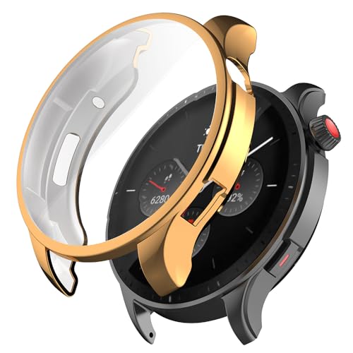 Hülle für Amazfit GTR 4/GTR 4 Pro Schutzfolie Schutzhülle, Silicone TPU Displayschutz Case Cover, Anti-Kratz Anti-Staub Schutz Gehäuse für Amazfit GTR 4 (Rose) von BYISYUE