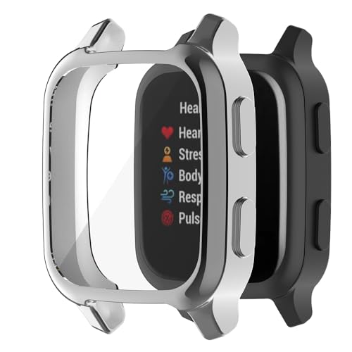 Hülle für Garmin Venu Sq 2/Sq 2 Music Schutzfolie Schutzhülle, Silicone TPU Displayschutz Case Cover, Anti-Kratz Anti-Staub Schutz Gehäuse für Garmin Venu Sq/Sq Music (Silver) von BYISYUE