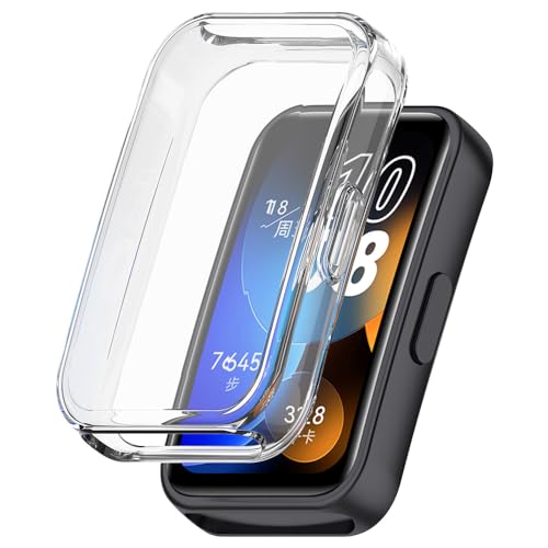 BYISYUE Smartwatch Case für Huawei Band 8/9/10, Silicone TPU Schutzhülle, Anti-Kratz, Anti-Staub, Vollkörper, Transparent, Multiple Colors von BYISYUE
