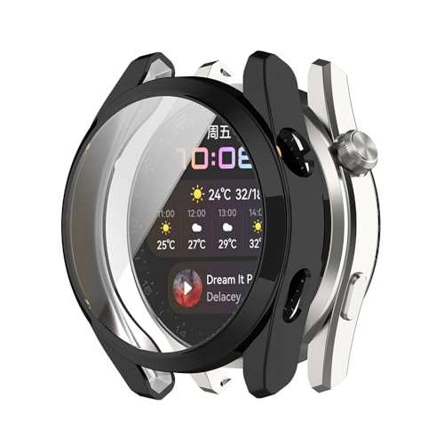 Hülle für Huawei Watch 3 Pro Schutzfolie Schutzhülle, Silicone TPU Displayschutz Case Cover, Anti-Kratz Anti-Staub Schutz Gehäuse für Huawei Watch 3 Pro (Black) von BYISYUE