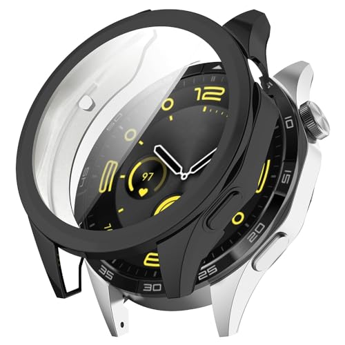 Hülle für Huawei Watch GT 4 46mm Schutzfolie Schutzhülle, Silicone TPU Displayschutz Case Cover, Anti-Kratz Anti-Staub Schutz Gehäuse für Huawei Watch GT 4 46mm (Black) von BYISYUE