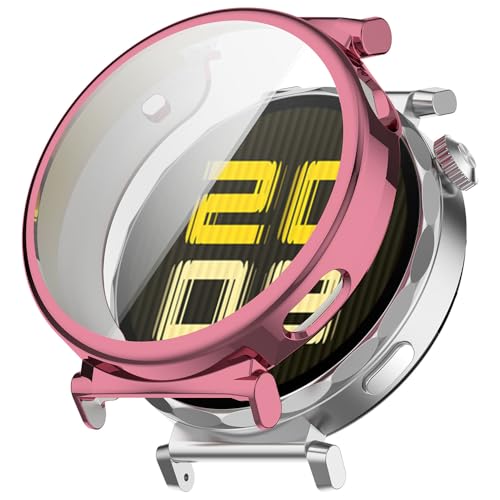 Hülle für Huawei Watch GT 5 Pro 42mm Schutzfolie Schutzhülle, Silicone TPU Displayschutz Case Cover, Anti-Kratz Anti-Staub Schutz Gehäuse für Huawei Watch GT 5 Pro 42mm (Pink) von BYISYUE