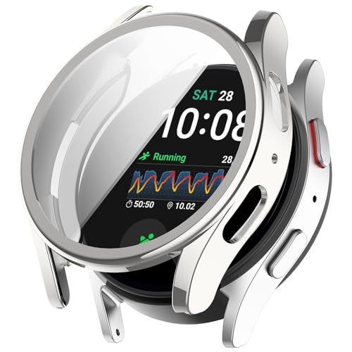 Hülle für Samsung Galaxy Watch 7 44mm Schutzfolie Schutzhülle, Silicone TPU Displayschutz Case Cover, Anti-Kratz Anti-Staub Schutz Gehäuse für Samsung Galaxy Watch 7 44mm (Silver) von BYISYUE