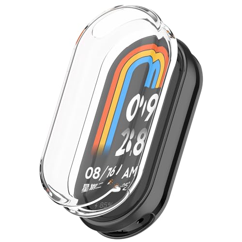Hülle für Xiaomi Smart Band 8 Schutzfolie Schutzhülle, Silicone TPU Displayschutz Case Cover, Anti-Kratz Anti-Staub Schutz Gehäuse für Xiaomi Mi Band 8 (Transparent) von BYISYUE