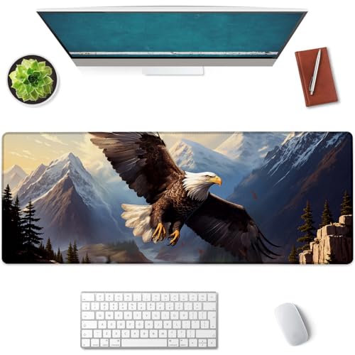 BYJUMB Adler-Mauspad, Gaming-Mauspad, rutschfeste Gummiunterseite, Bürozubehör, Schreibtischmatte, Weißkopfseeadler-Mauspads für Schule, Arbeit, Heimdekoration, Geschenke, 80 x 30 cm BYJUMB Adler-Mauspad, Gaming-Mauspad, rutschfeste Gummiunterseite, Bürozubehör, Schreibtischmatte, Weißkopfseeadler-Mauspads für Schule, Arbeit, Heimdekoration, Geschenke, 80 x 30 cm von BYJUMB