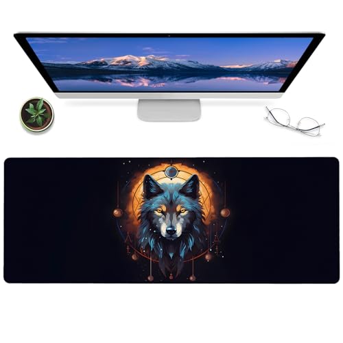 BYJUMB Cooles Wolf Gaming-Mauspad, 30,5 x 80 cm, rutschfest, Gummi, Wildtier-Schreibtischmatte, großes erweitertes Mauspad für Büro, Zuhause, Laptop, Mäuse-Pads, Geschenke, Game-Liebhaber BYJUMB Cooles Wolf Gaming-Mauspad, 30,5 x 80 cm, rutschfest, Gummi, Wildtier-Schreibtischmatte, großes erweitertes Mauspad für Büro, Zuhause, Laptop, Mäuse-Pads, Geschenke, Game-Liebhaber von BYJUMB