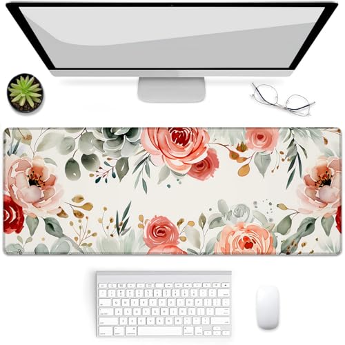 BYJUMB Gaming-Mauspad, Blumen-Mauspad, Schreibtischmatte, rutschfeste Gummiunterseite, Mauspads für Computer, Laptop, Büro, Schule, Heimzubehör, Dekoration, 80 x 30 cm BYJUMB Gaming-Mauspad, Blumen-Mauspad, Schreibtischmatte, rutschfeste Gummiunterseite, Mauspads für Computer, Laptop, Büro, Schule, Heimzubehör, Dekoration, 80 x 30 cm von BYJUMB