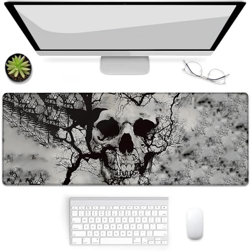 BYJUMB Gaming-Mauspad, Gothic-Totenkopf-Mauspad, Schreibtischmatte, rutschfeste Gummiunterseite, Mauspads für Computer, Laptop, Büro, Schule, Heimzubehör, Dekoration, 80 x 30 cm BYJUMB Gaming-Mauspad, Gothic-Totenkopf-Mauspad, Schreibtischmatte, rutschfeste Gummiunterseite, Mauspads für Computer, Laptop, Büro, Schule, Heimzubehör, Dekoration, 80 x 30 cm von BYJUMB