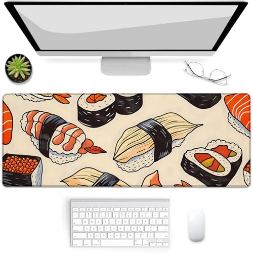 BYJUMB Gaming-Mauspad, Mauspad, Schreibtischmatte, rutschfeste Gummiunterseite, Mauspads für Computer, Laptop, Büro, Schule, Heimzubehör, Dekoration, 80 x 30 cm, Sushi BYJUMB Gaming-Mauspad, Mauspad, Schreibtischmatte, rutschfeste Gummiunterseite, Mauspads für Computer, Laptop, Büro, Schule, Heimzubehör, Dekoration, 80 x 30 cm, Sushi von BYJUMB