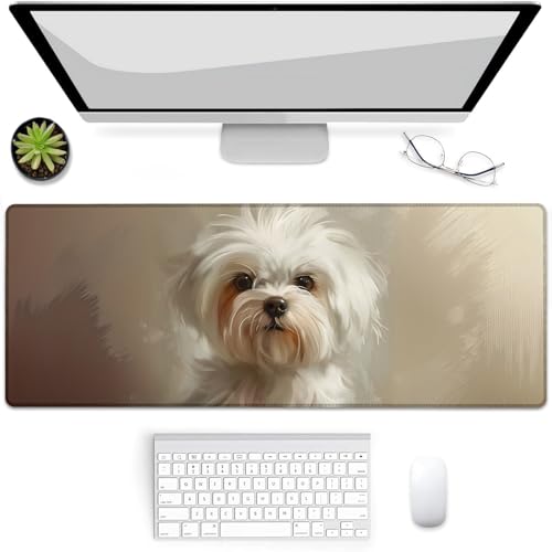 BYJUMB Gaming-Mauspad, Mauspad, Schreibtischunterlage, rutschfeste Gummiunterseite, Mauspads für Computer, Laptop, Büro, Schule, Heimzubehör, Dekoration, 80 x 30 cm, Malteserhund BYJUMB Gaming-Mauspad, Mauspad, Schreibtischunterlage, rutschfeste Gummiunterseite, Mauspads für Computer, Laptop, Büro, Schule, Heimzubehör, Dekoration, 80 x 30 cm, Malteserhund von BYJUMB