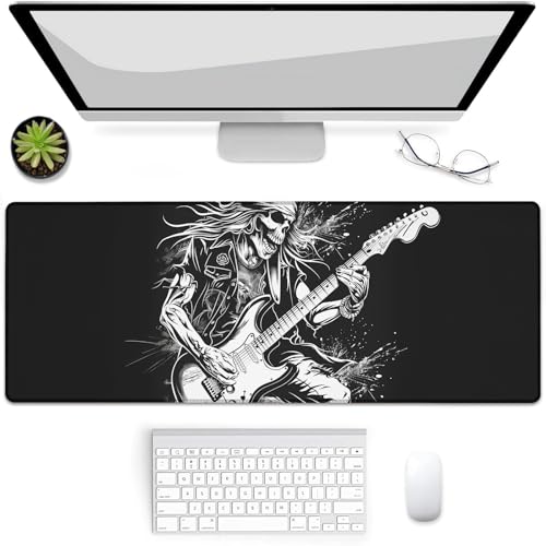 BYJUMB Gaming-Mauspad, Mauspad, Schreibtischunterlage, rutschfeste Gummiunterseite, Mauspads für Computer, Laptop, Büro, Schule, Heimzubehör, Dekoration, 80 x 30 cm, Rockgitarre, Totenkopf BYJUMB Gaming-Mauspad, Mauspad, Schreibtischunterlage, rutschfeste Gummiunterseite, Mauspads für Computer, Laptop, Büro, Schule, Heimzubehör, Dekoration, 80 x 30 cm, Rockgitarre, Totenkopf von BYJUMB