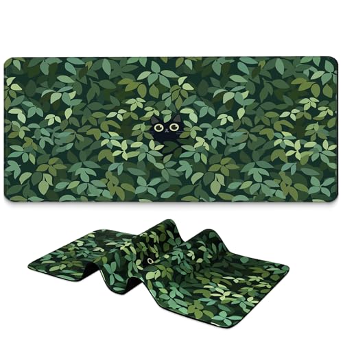 BYJUMB Langes Gaming-Mauspad, 80 x 30 cm, erweitertes Anime-Mauspad, großes Mauspad mit rutschfester Unterseite, vollständige Tastaturmatte mit genähten Kanten für Gaming und Büro (süße Katze) von BYJUMB