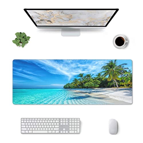 BYJUMB Mauspad mit Strandpalme, genähter Rand, Größe XL, 80 x 30,5 cm, Gummiunterseite, rutschfeste Schreibtischunterlage für Laptop, PC, Computer, Gaming BYJUMB Mauspad mit Strandpalme, genähter Rand, Größe XL, 80 x 30,5 cm, Gummiunterseite, rutschfeste Schreibtischunterlage für Laptop, PC, Computer, Gaming von BYJUMB