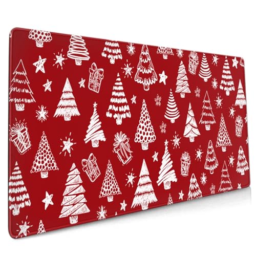 BYJUMB Mauspad mit Weihnachtsmotiv, 35,4 x 15,7 cm, XXL, Weiß, Weihnachtsbaum, Sterne, Urlaubsmotiv, großes Tastatur-Mauspad, Schreibtischunterlage mit rutschfester Gummiunterseite, genähte Kanten für BYJUMB Mauspad mit Weihnachtsmotiv, 35,4 x 15,7 cm, XXL, Weiß, Weihnachtsbaum, Sterne, Urlaubsmotiv, großes Tastatur-Mauspad, Schreibtischunterlage mit rutschfester Gummiunterseite, genähte Kanten für von BYJUMB