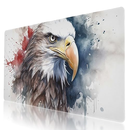 BYJUMB Mauspad mit genähtem Rand, rutschfeste Gummiunterseite, Adler auf der amerikanischen Flagge, bedruckt, 80 x 40 cm, ideal für Gamer und Büroarbeiten BYJUMB Mauspad mit genähtem Rand, rutschfeste Gummiunterseite, Adler auf der amerikanischen Flagge, bedruckt, 80 x 40 cm, ideal für Gamer und Büroarbeiten von BYJUMB