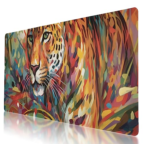 BYJUMB Mauspad mit genähtem Rand, rutschfeste Gummiunterseite, Leopardenmuster, 80 x 40 cm, ideal für Gamer und Büroarbeit BYJUMB Mauspad mit genähtem Rand, rutschfeste Gummiunterseite, Leopardenmuster, 80 x 40 cm, ideal für Gamer und Büroarbeit von BYJUMB
