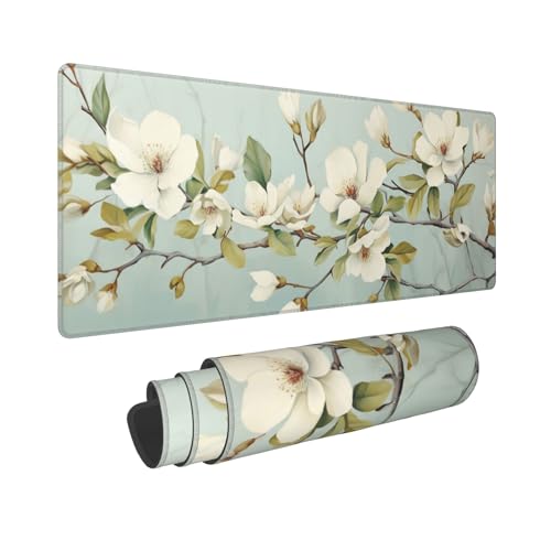 BYJUMB Mauspad mit genähtem Rand, rutschfeste Gummiunterseite, elegante Magnolien, bedruckt, 80 x 30 cm, ideal für Gamer und Büroarbeit BYJUMB Mauspad mit genähtem Rand, rutschfeste Gummiunterseite, elegante Magnolien, bedruckt, 80 x 30 cm, ideal für Gamer und Büroarbeit von BYJUMB