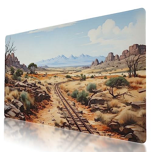 BYJUMB Railroad Tracks in The Desert Inspired Design, großes Mauspad, 80 x 40 cm, rutschfeste Unterseite, genähte Kanten, perfekt für Gaming oder Büro BYJUMB Railroad Tracks in The Desert Inspired Design, großes Mauspad, 80 x 40 cm, rutschfeste Unterseite, genähte Kanten, perfekt für Gaming oder Büro von BYJUMB
