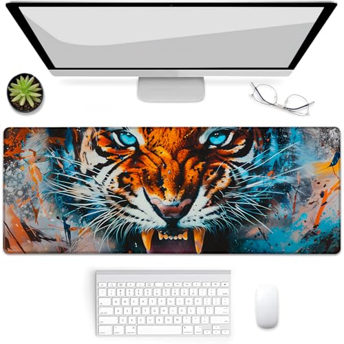 Gaming-Mauspad, Tiger-Mauspad, Schreibtischmatte, rutschfeste Gummiunterseite, Mauspads für Computer, Laptop, Büro, Schule, Heimzubehör, Dekoration, 80 x 30 cm Gaming-Mauspad, Tiger-Mauspad, Schreibtischmatte, rutschfeste Gummiunterseite, Mauspads für Computer, Laptop, Büro, Schule, Heimzubehör, Dekoration, 80 x 30 cm von BYJUMB