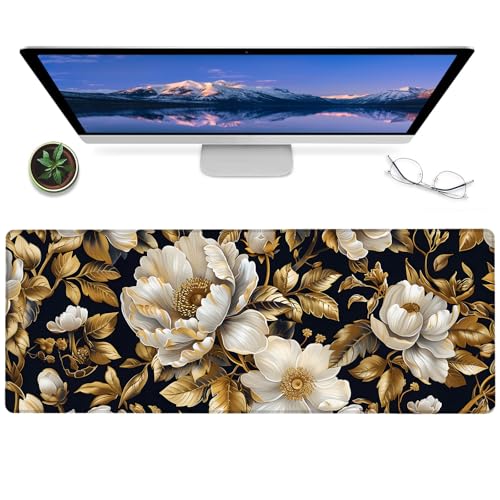 Gaming-Mauspad mit Blumenmuster, 30,5 x 80 cm, rutschfeste Gummi-Federblumen-Schreibtischunterlage, großes erweitertes Mauspad für Büro, Zuhause, Laptop, Mäuse-Pads, Geschenke, Game-Liebhaber Gaming-Mauspad mit Blumenmuster, 30,5 x 80 cm, rutschfeste Gummi-Federblumen-Schreibtischunterlage, großes erweitertes Mauspad für Büro, Zuhause, Laptop, Mäuse-Pads, Geschenke, Game-Liebhaber von BYJUMB