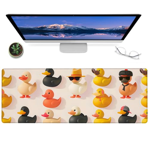 Gaming-Mauspad mit Gummiente, 30,5 x 80 cm, rutschfeste Gummi-Schreibtischunterlage mit verspielten Enten, großes erweitertes Mauspad für Büro, Zuhause, Laptop, Schreibtischmatte, Geschenke für Gaming-Mauspad mit Gummiente, 30,5 x 80 cm, rutschfeste Gummi-Schreibtischunterlage mit verspielten Enten, großes erweitertes Mauspad für Büro, Zuhause, Laptop, Schreibtischmatte, Geschenke für von BYJUMB