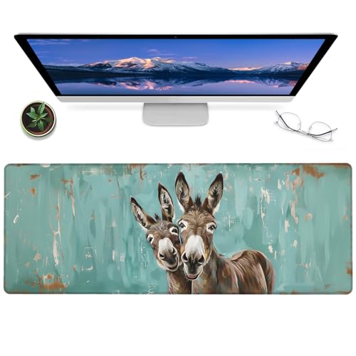 Happy Donkey Gaming-Mauspad, 30,5 x 80 cm, rutschfest, Gummi, niedliches Bauernhoftier-Schreibtischunterlage, großes erweitertes blaugrünes Mauspad für Büro, Zuhause, Laptop, lustige Mäuseunterlagen Happy Donkey Gaming-Mauspad, 30,5 x 80 cm, rutschfest, Gummi, niedliches Bauernhoftier-Schreibtischunterlage, großes erweitertes blaugrünes Mauspad für Büro, Zuhause, Laptop, lustige Mäuseunterlagen von BYJUMB