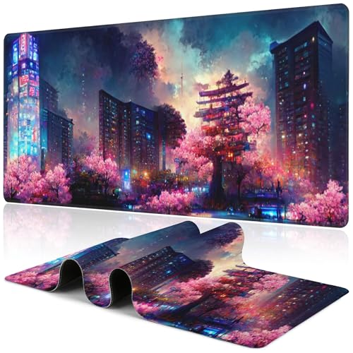 Japanische Fantasy-Nacht-Stadt-Schreibtischunterlage, groß, schöne Nachtszene, Gaming-Tastatur-Mauspad, rutschfeste Gummiunterseite, Schreibtischunterlage, dick genähte Kanten, wasserdichtes Mauspad Japanische Fantasy-Nacht-Stadt-Schreibtischunterlage, groß, schöne Nachtszene, Gaming-Tastatur-Mauspad, rutschfeste Gummiunterseite, Schreibtischunterlage, dick genähte Kanten, wasserdichtes Mauspad von BYJUMB