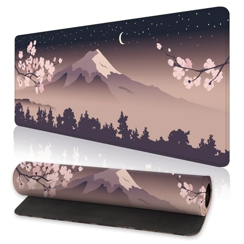 Japanisches Kirschblüten-Gaming-Mauspad, XL, erweitertes großes Mauspad, Schreibtischunterlage, genähte Kanten, Mauspad, lang, rutschfeste Gummiunterseite, 80 x 30 cm Japanisches Kirschblüten-Gaming-Mauspad, XL, erweitertes großes Mauspad, Schreibtischunterlage, genähte Kanten, Mauspad, lang, rutschfeste Gummiunterseite, 80 x 30 cm von BYJUMB